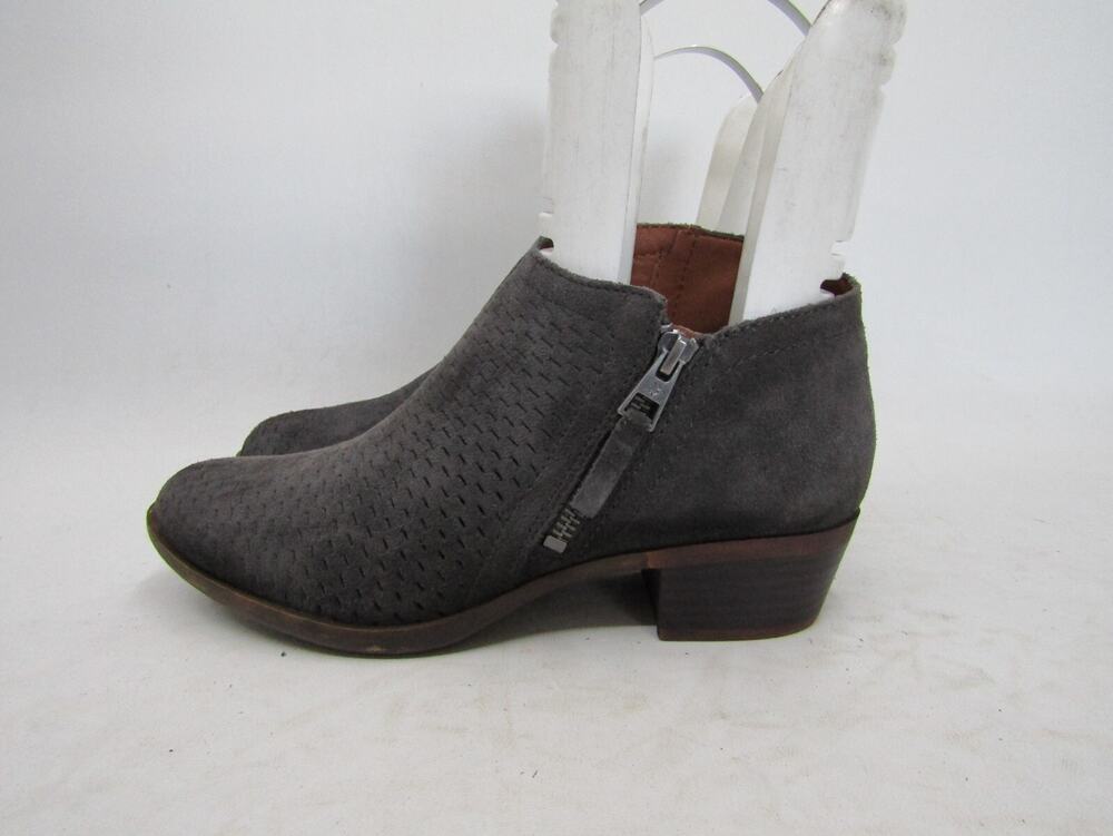 Lucky Brand Womens Size 7.5 M Gray Suede Zip Ankle Fashion Boots Bootie